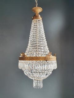 Montgolfiè Empire Brass Sac a Pearl Chandelier Crystal Lustre Ceiling Antique