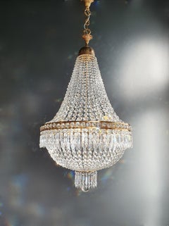 Montgolfiè Empire Brass Sac a Pearl Chandelier Crystal Lustre Ceiling Antique