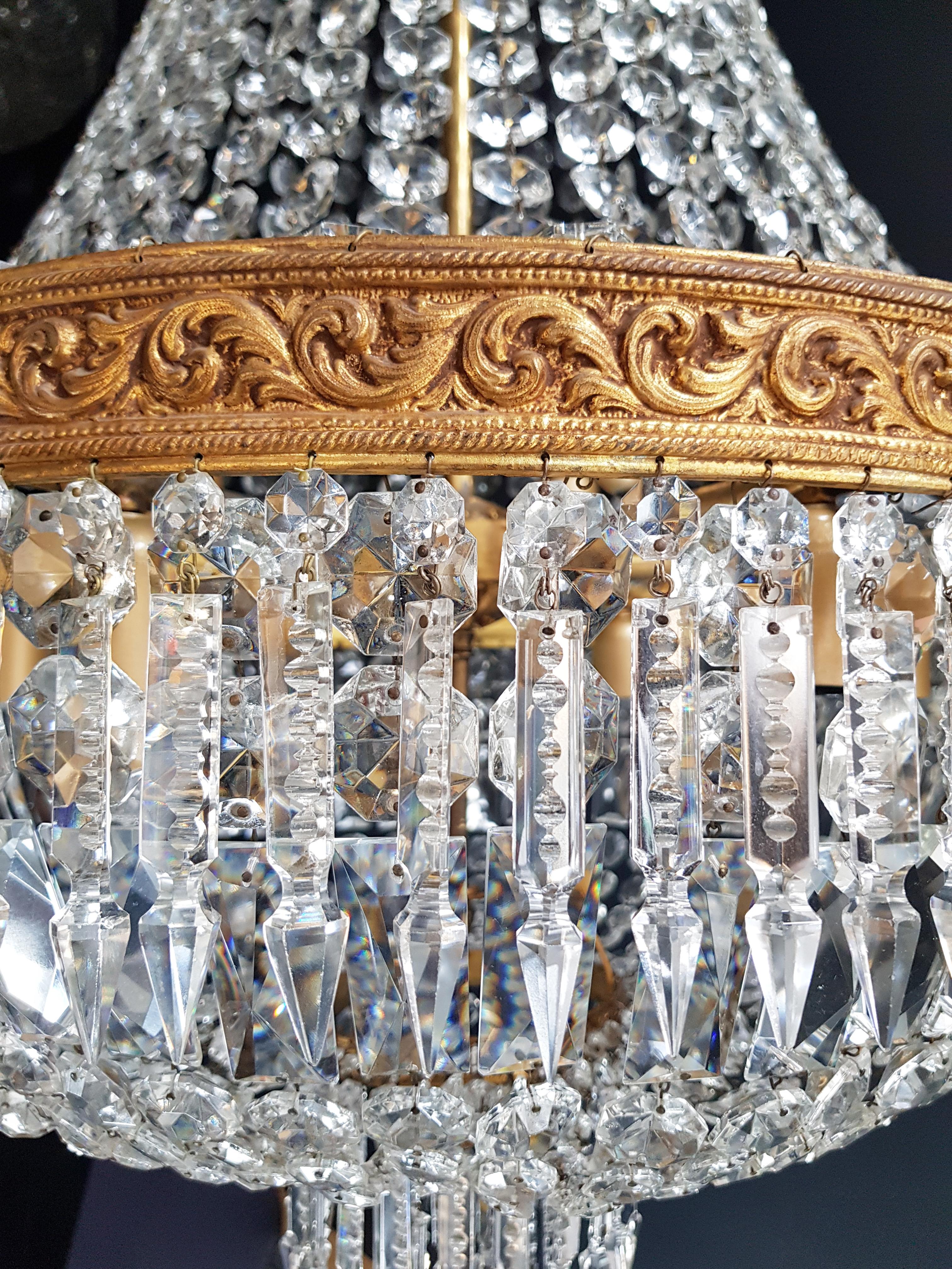 Montgolfiè Empire Brass Sac a Pearl Chandelier Crystal Lustre Ceiling Antique 1