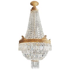 Montgolfiè Empire Brass Sac a Pearl Chandelier Crystal Lustre Ceiling Antique