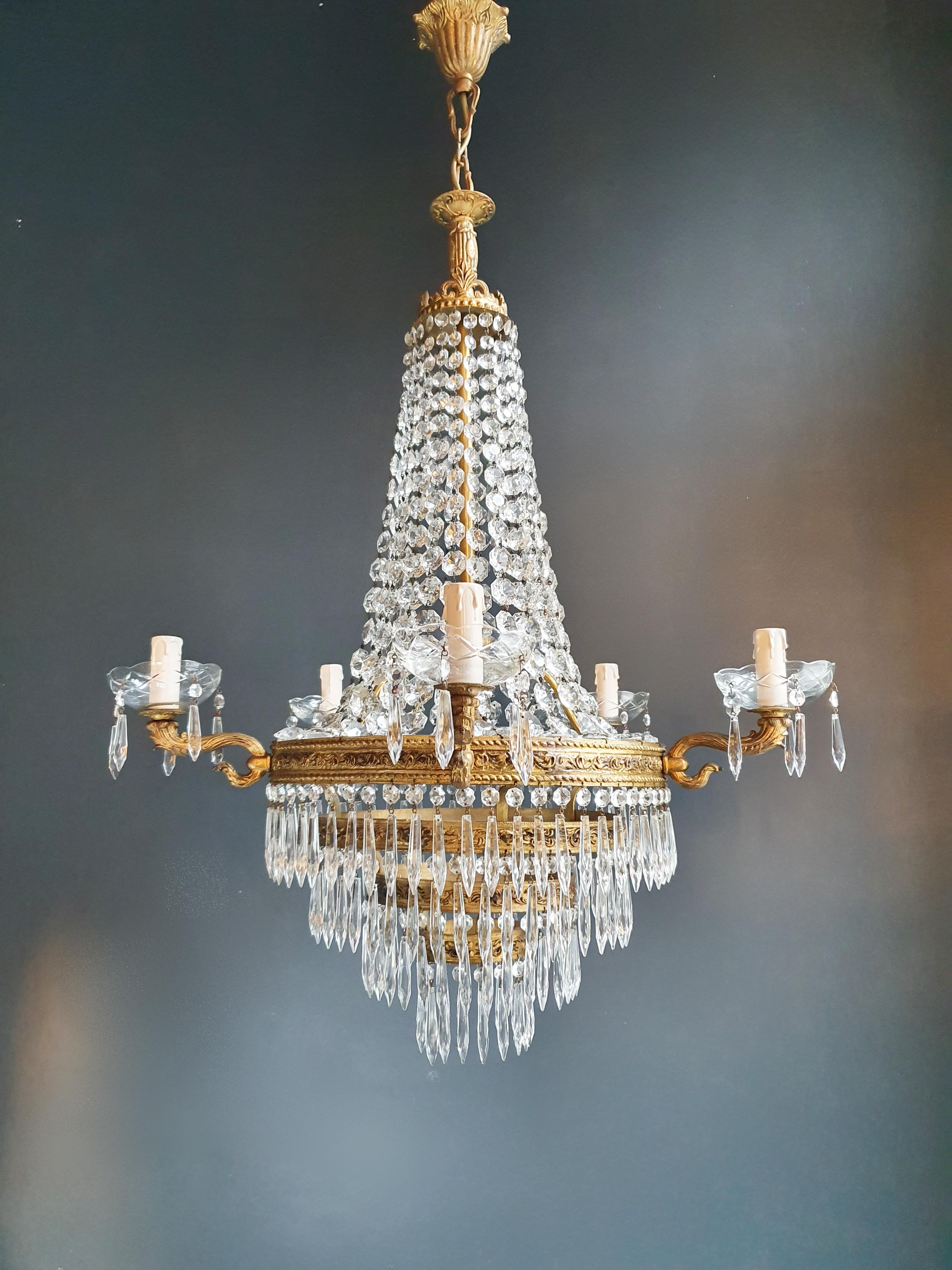 Montgolfiè Empire Sac a Pearl Lustre Cristal Lustre Ceiling Lamp Antique en vente 3
