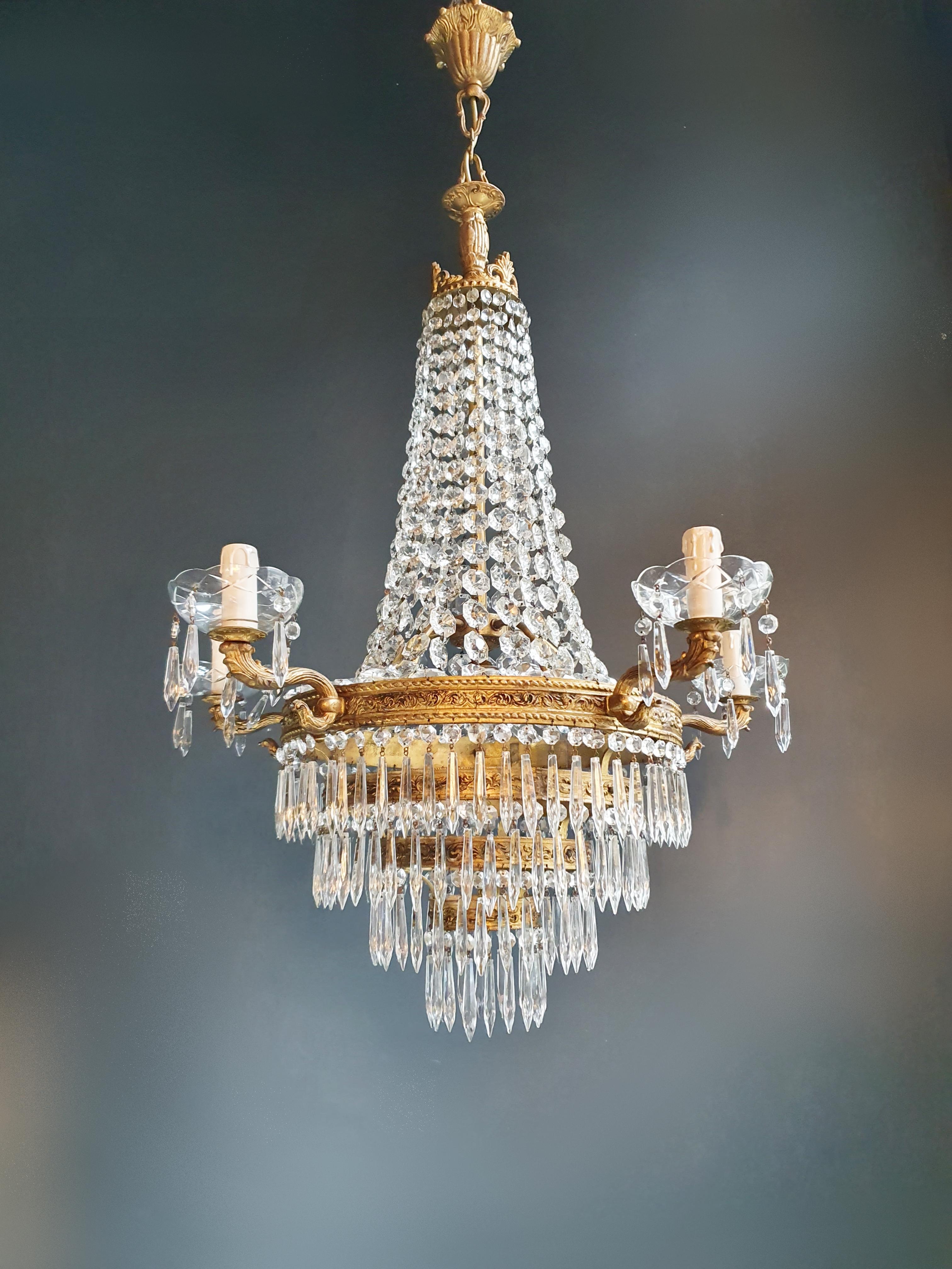 Montgolfiè Empire Sac a Pearl Lustre Cristal Lustre Ceiling Lamp Antique en vente 4