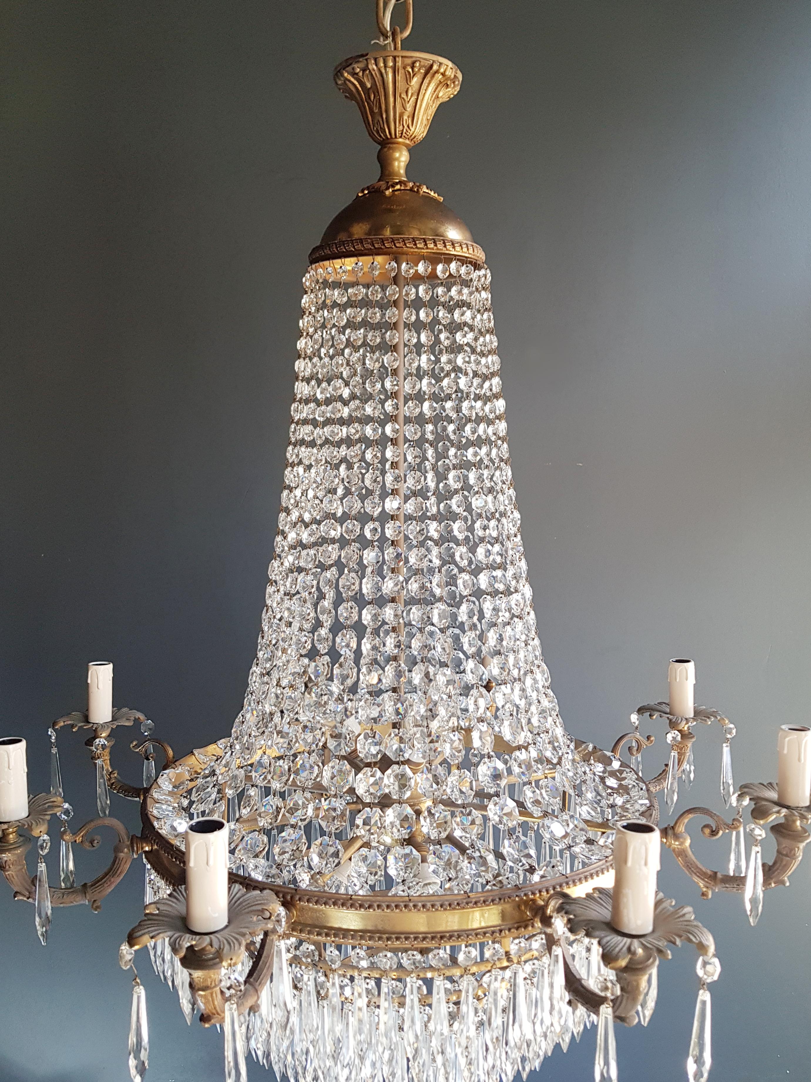 Hand-Knotted Montgolfiè Empire Sac a Pearl Chandelier Crystal Lustre Ceiling Lamp Antique