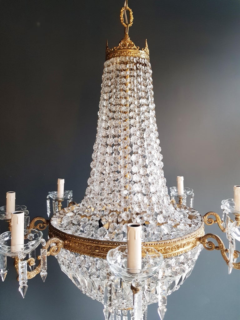 Hand-Knotted Montgolfiè Empire Sac a Pearl Chandelier Crystal Lustre Ceiling Lamp Antique