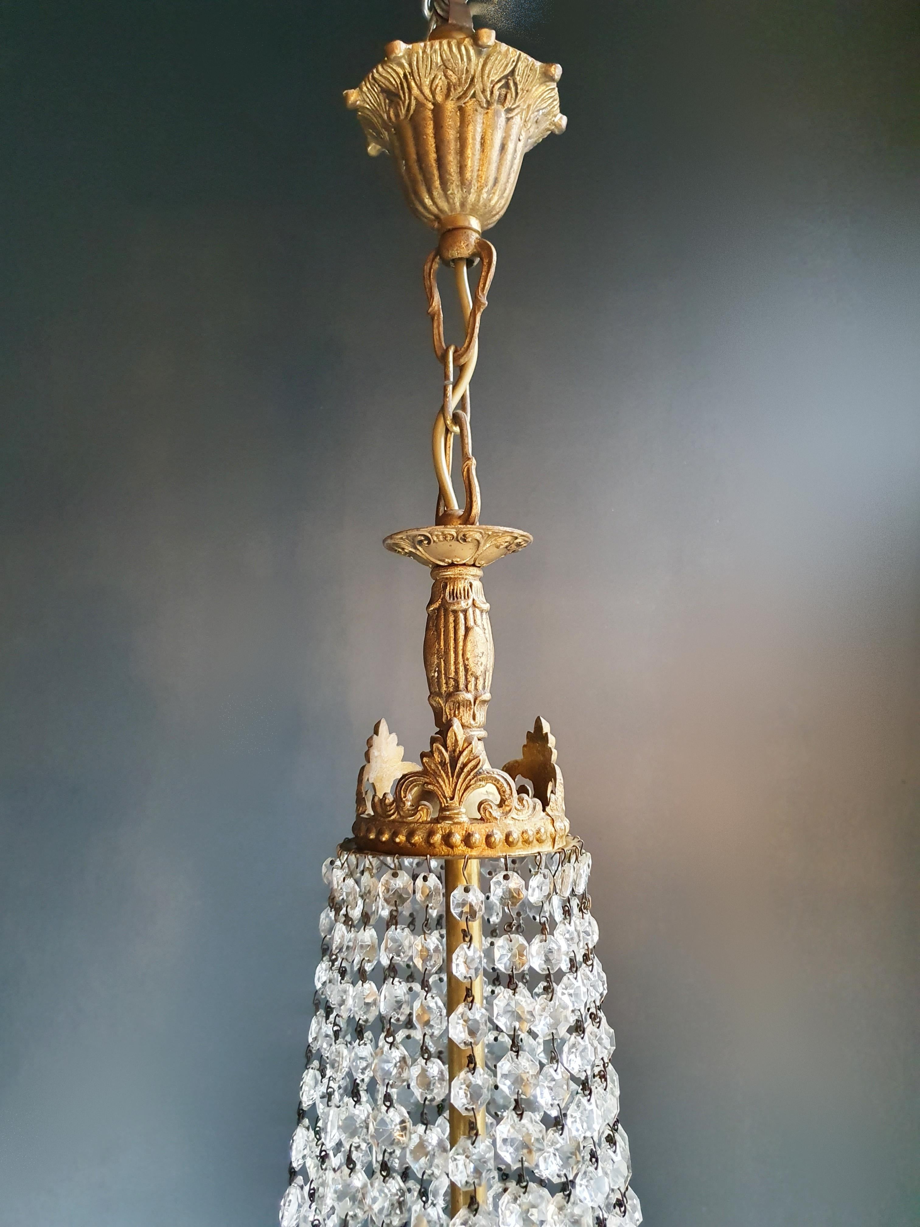 European Montgolfiè Empire Sac a Pearl Chandelier Crystal Lustre Ceiling Lamp Antique For Sale