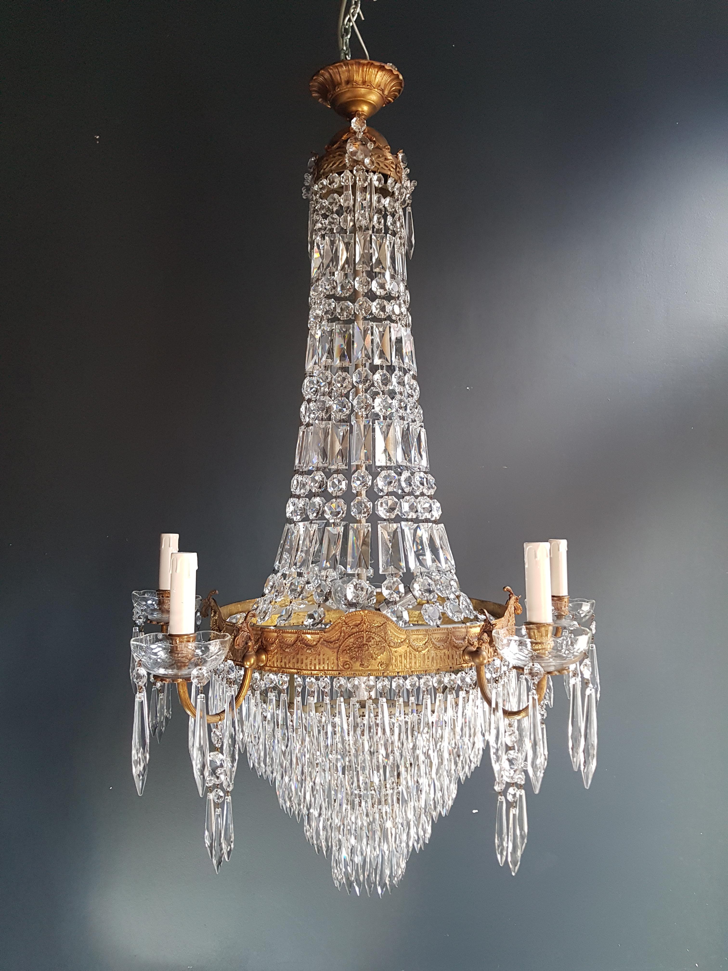 Early 20th Century Montgolfiè Empire Sac a Pearl Chandelier Crystal Lustre Ceiling Lamp Antique WoW