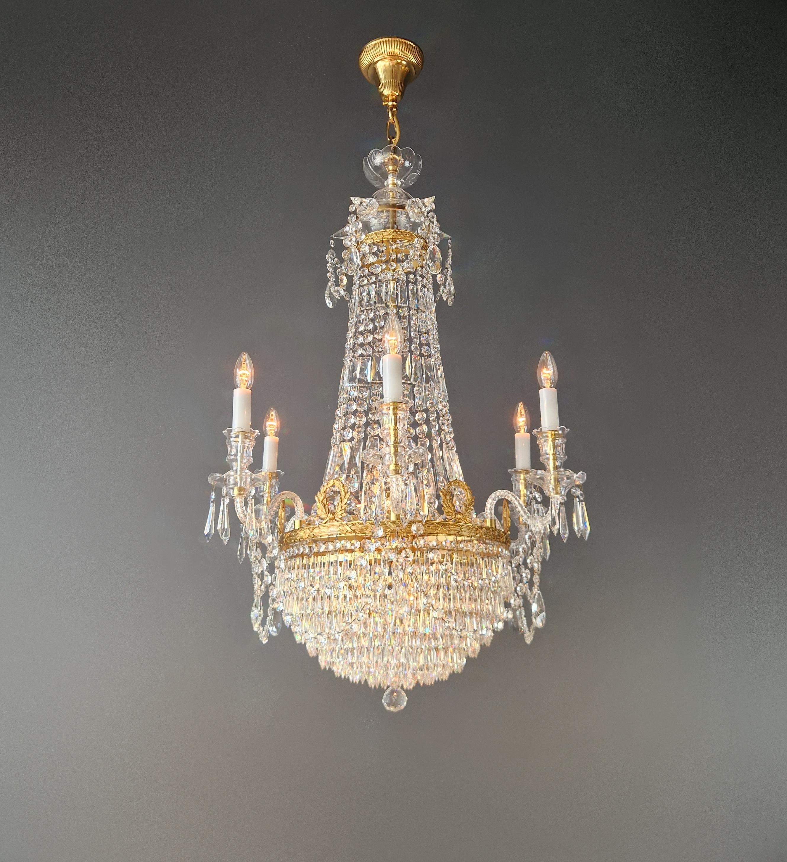 Montgolfièr Empire Kronleuchter Kristall Klassisch traditionell Messing Glas NEU (Deutsch) im Angebot