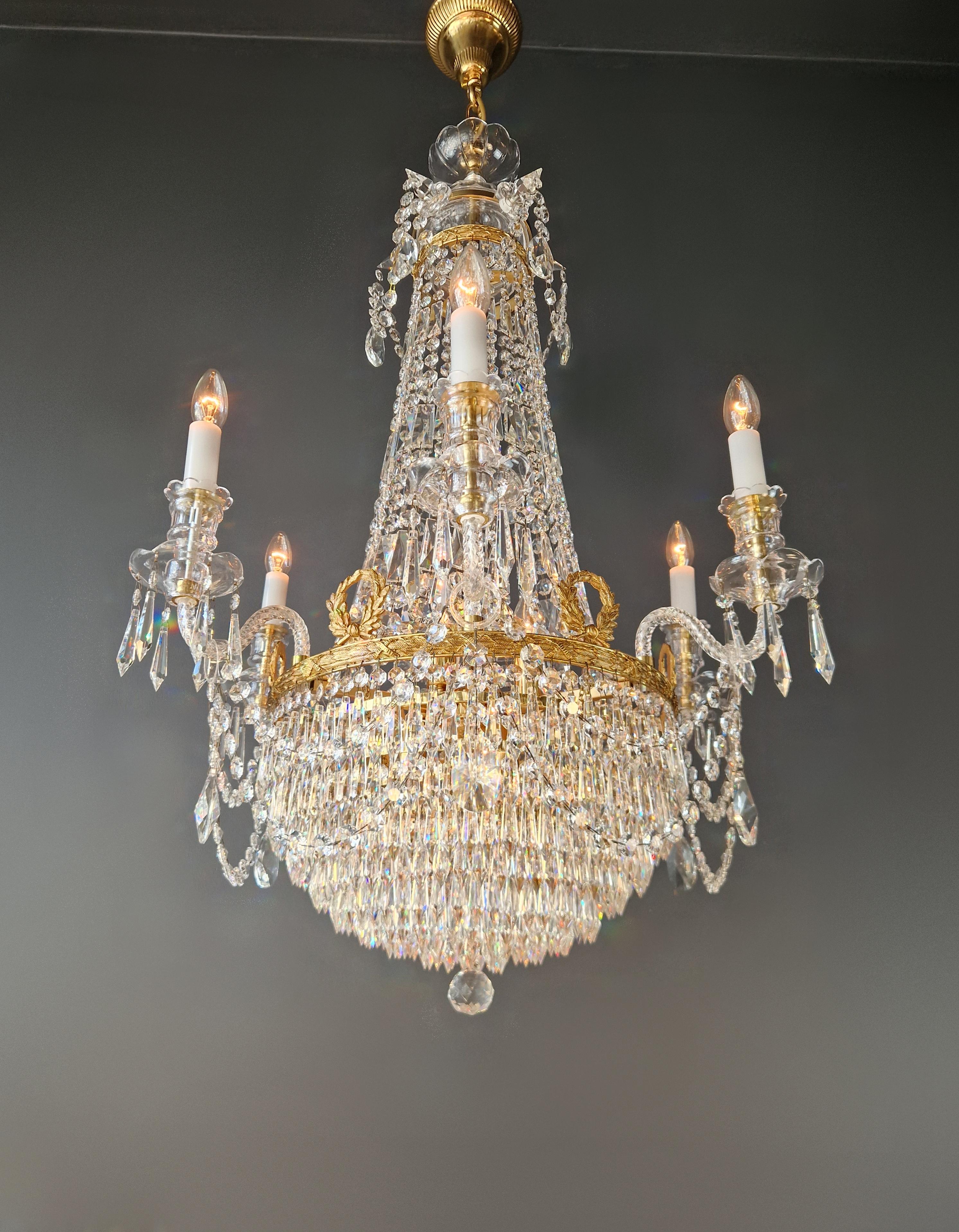 Montgolfièr Empire Kronleuchter Kristall Klassisch traditionell Messing Glas NEU (Handgeknüpft) im Angebot