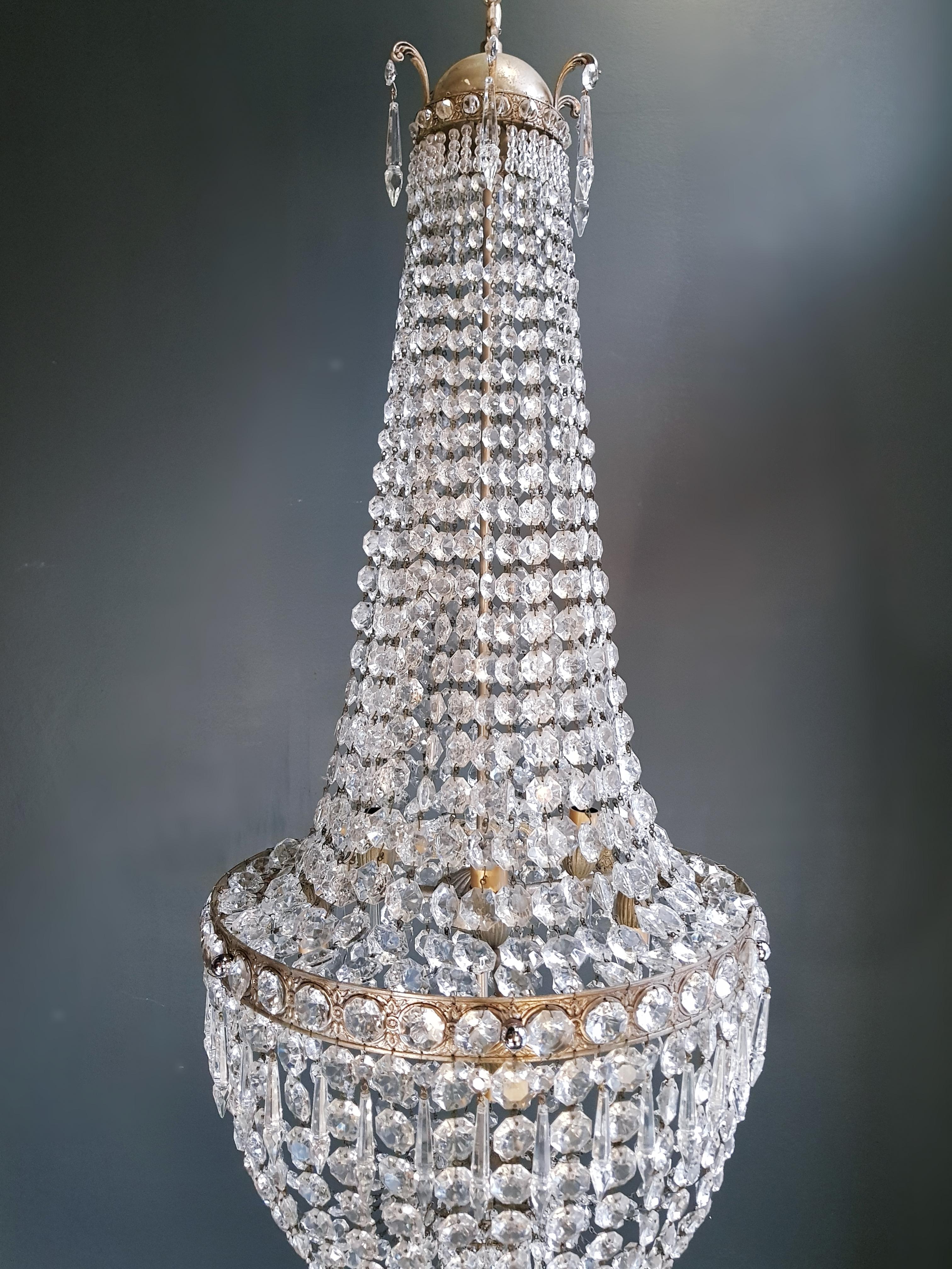 Mid-20th Century Montgolfièr Empire Sac a Pearl Chandelier Crystal Ceiling Lamp Pendant Lighting