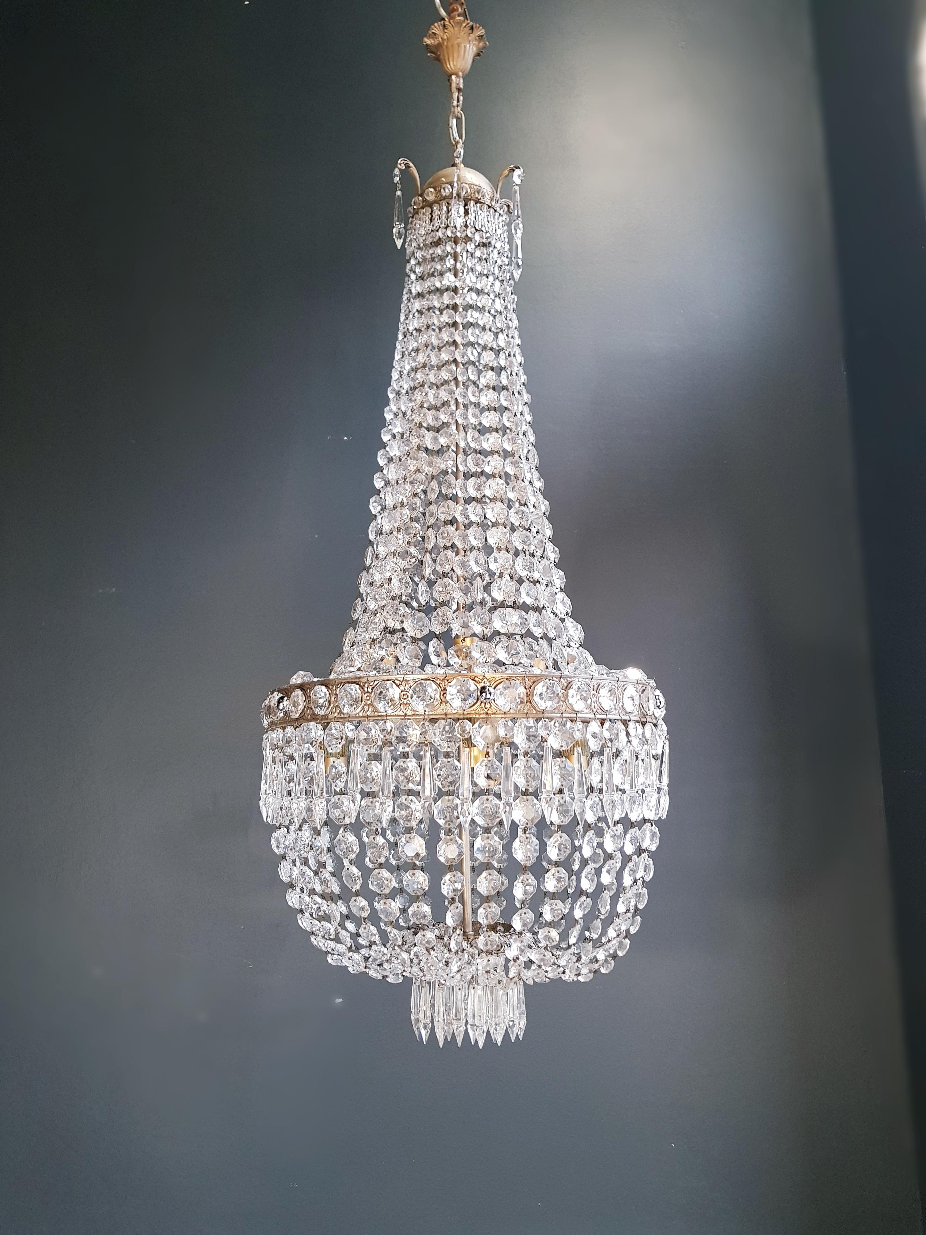 Brass Montgolfièr Empire Sac a Pearl Chandelier Crystal Ceiling Lamp Pendant Lighting