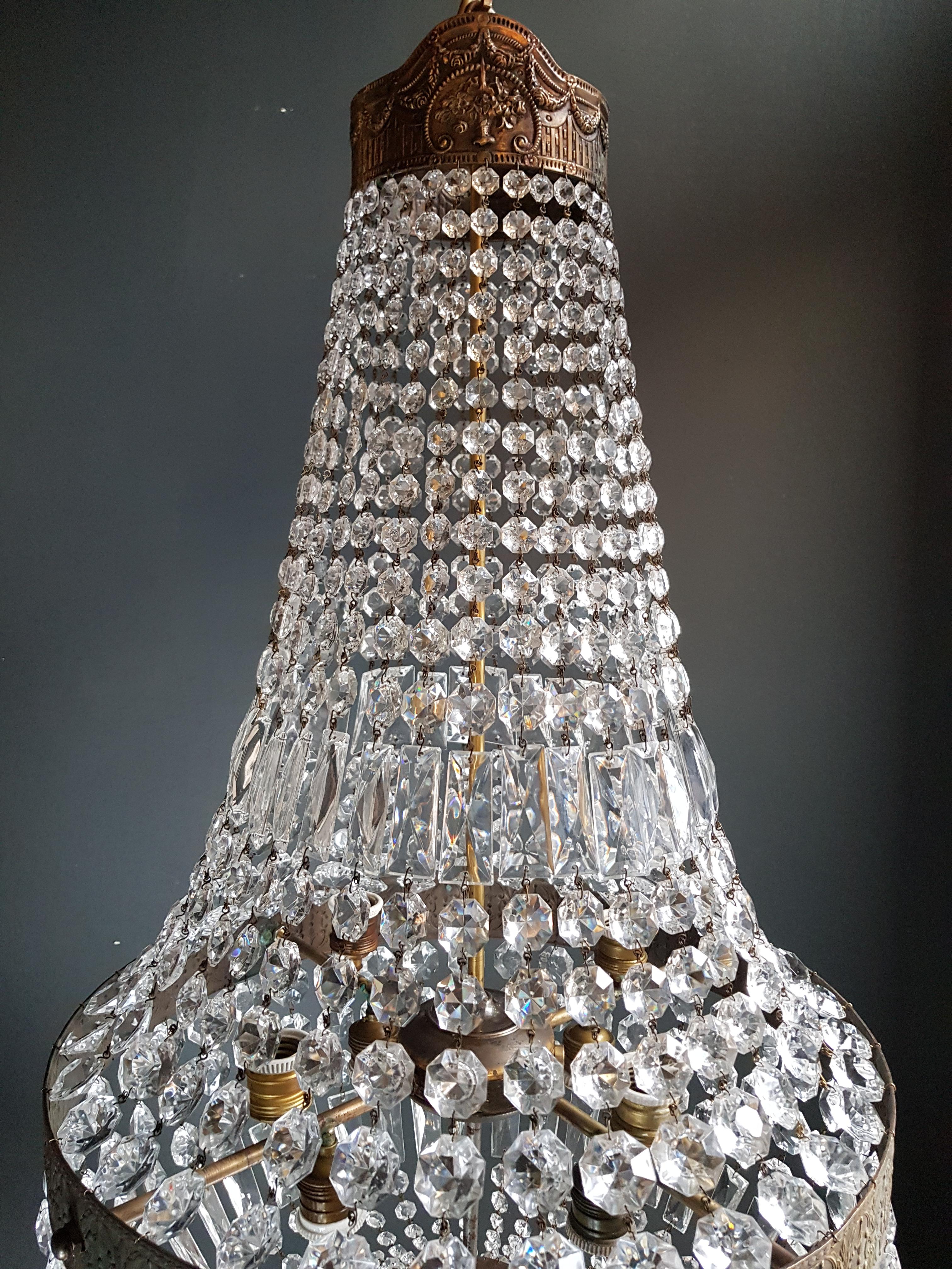 European Montgolfièr Empire Sac a Pearl Chandelier Crystal Lustre Ceiling Lamp