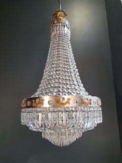 Montgolfièr Silver Brass Empire Sac a Pearl Chandelier Crystal Lustre Art Novena