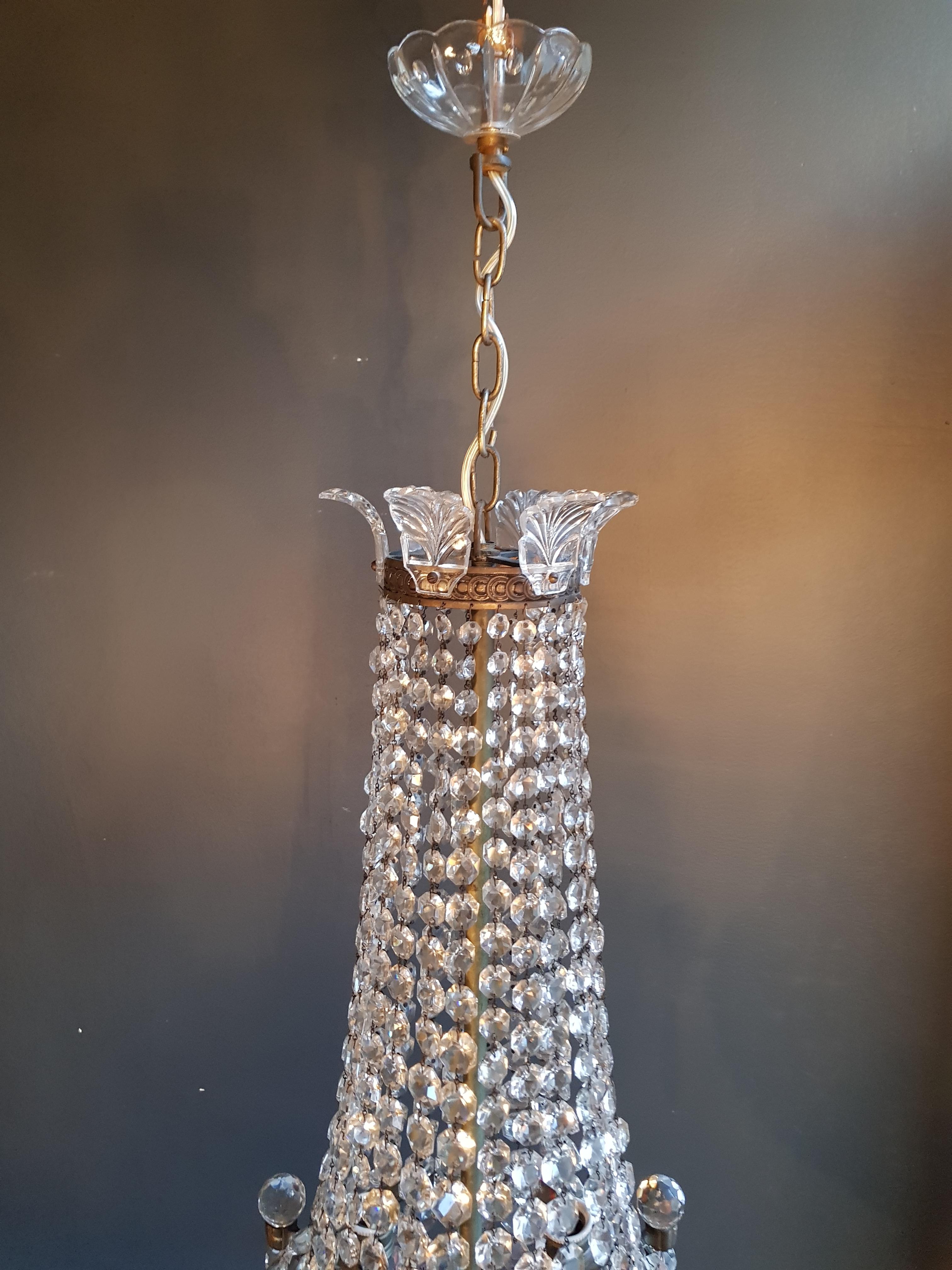 Hand-Knotted Montgolfièr Empire Sac a Pearl Chandelier Crystal Lustre Ceiling Lamp Basket 
