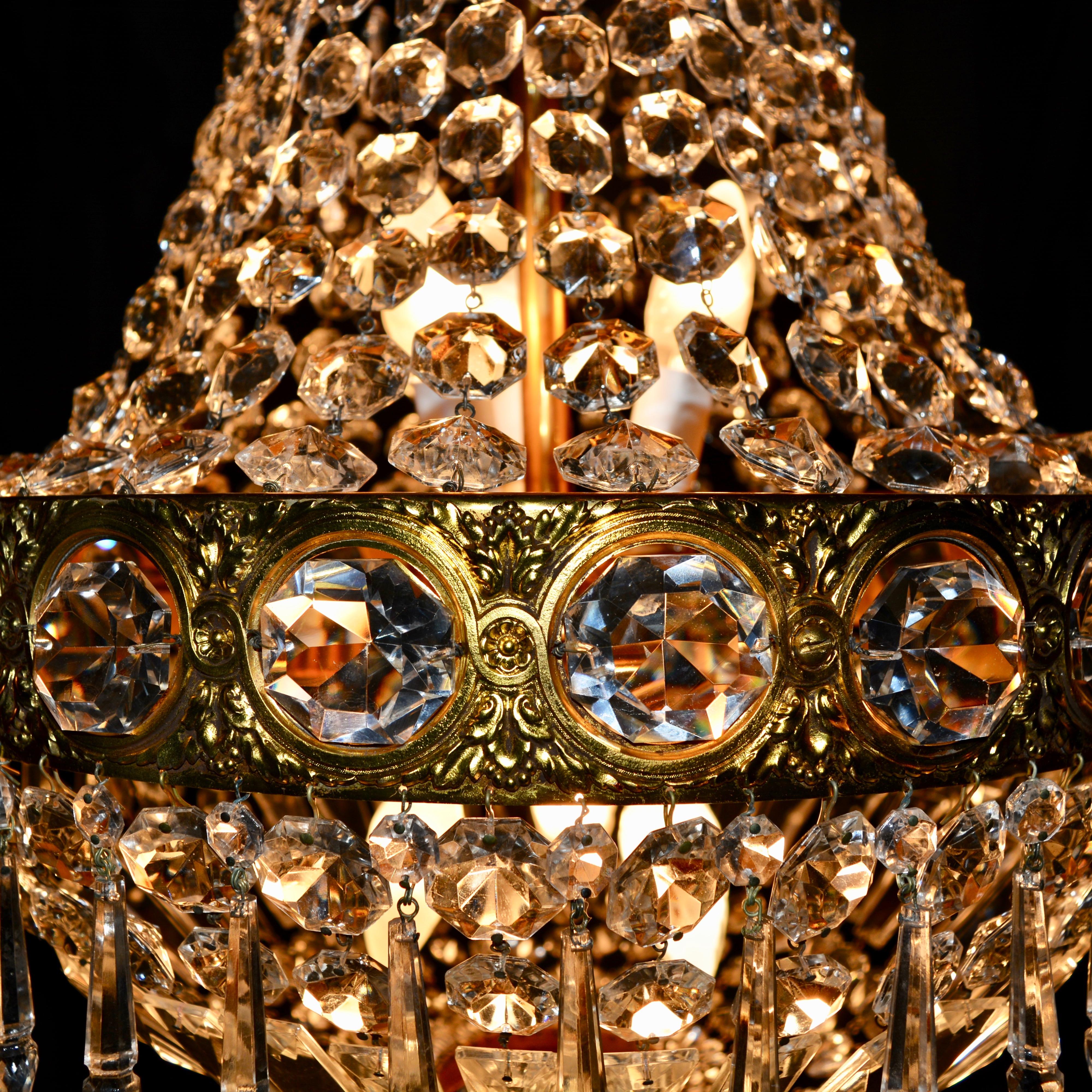 European Montgolfièr Empire Sac a Pearl Chandelier Crystal Lustre Ceiling Lamp Hall