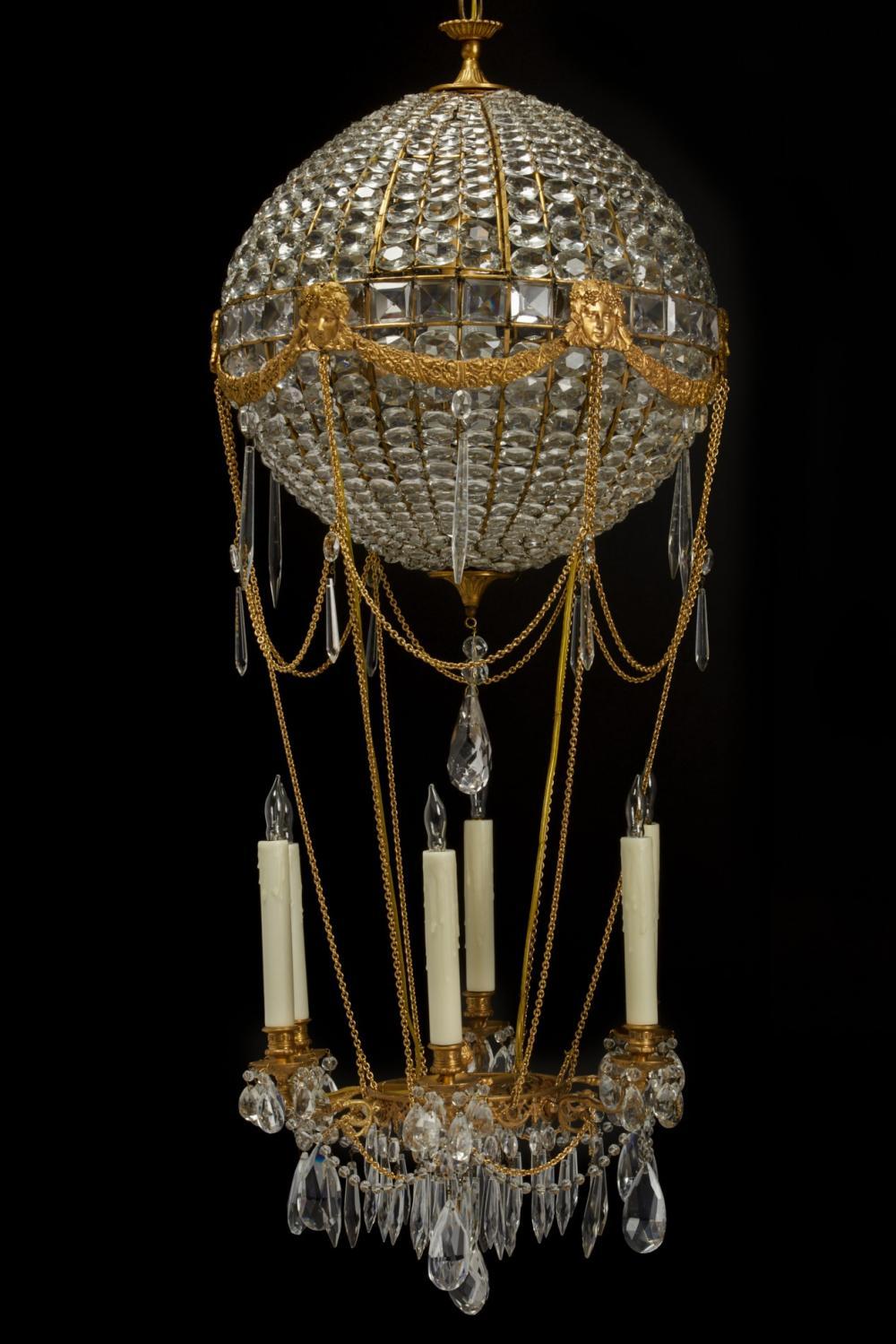 20th Century Montgolfier Ormolu and Crystal Chandelier, ca 1900 For Sale
