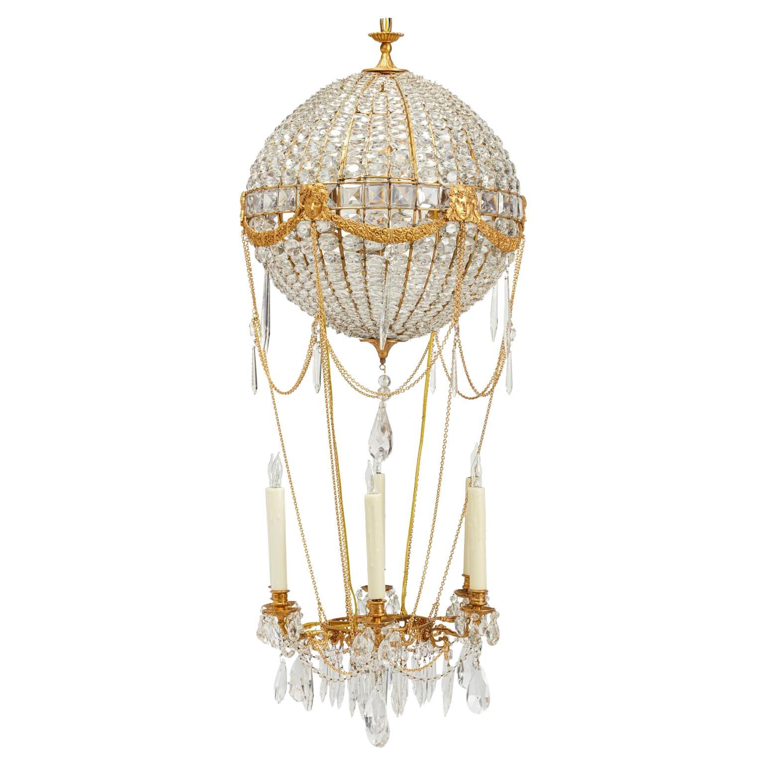 Montgolfier Ormolu and Crystal Chandelier, ca 1900 For Sale