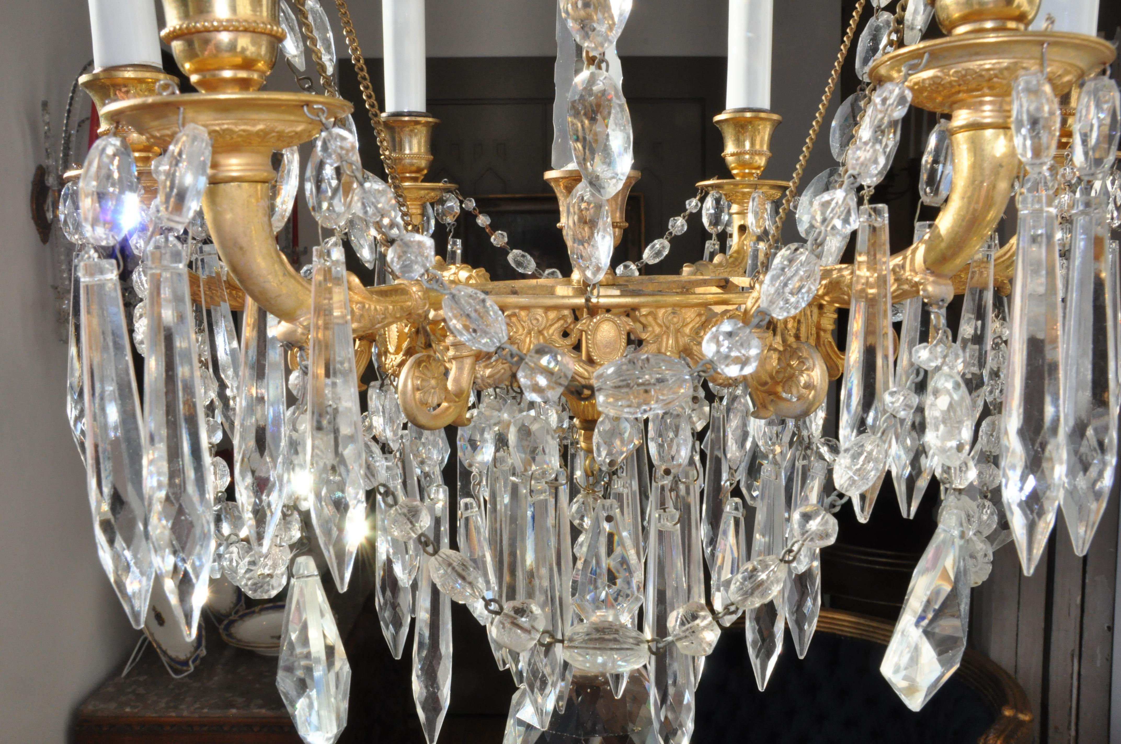 Neoclassical Montgolfier Ormolu and Crystal Hot Air Balloon Chandelier