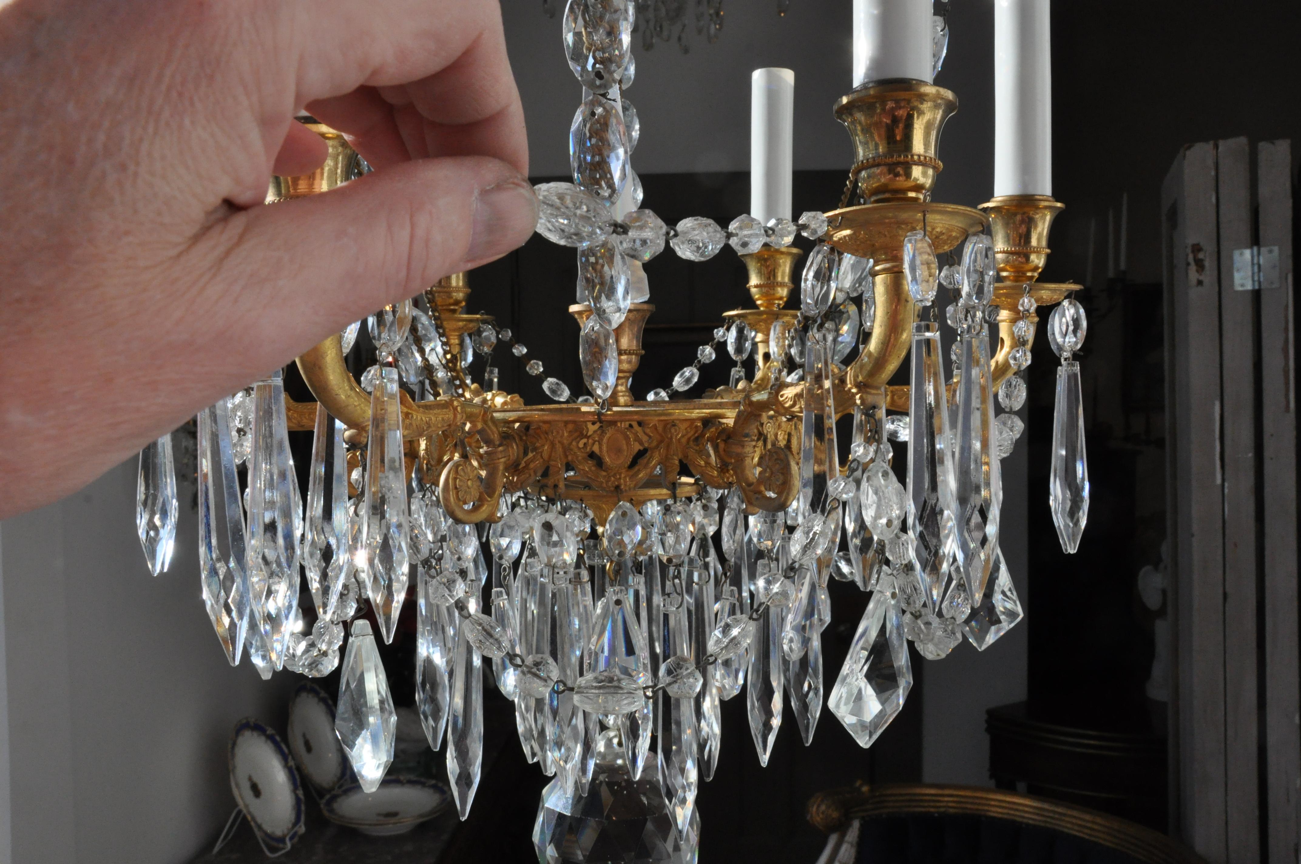 Hand-Crafted Montgolfier Ormolu and Crystal Hot Air Balloon Chandelier