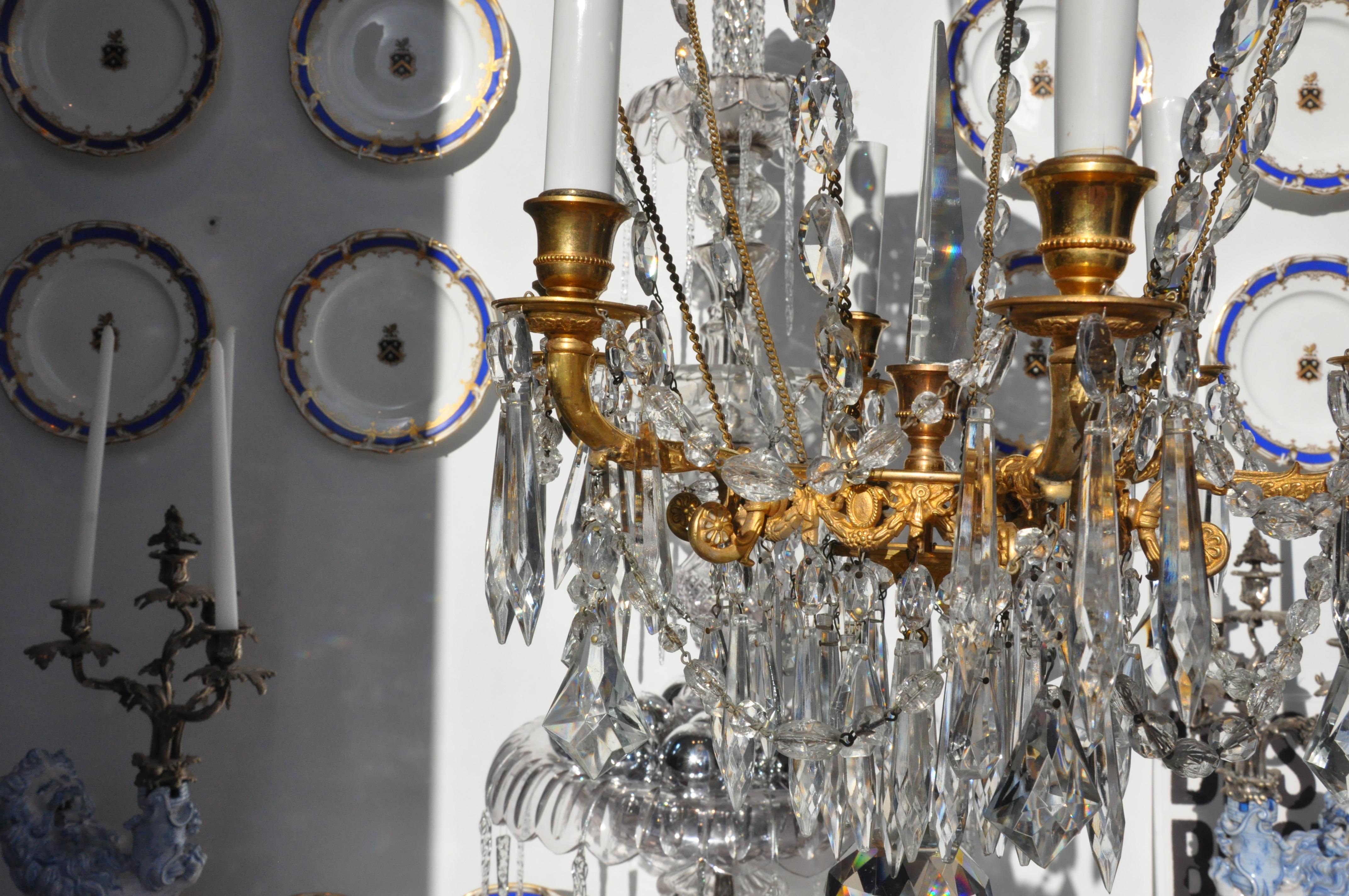 Montgolfier Ormolu and Crystal Hot Air Balloon Chandelier In Good Condition In Essex, MA