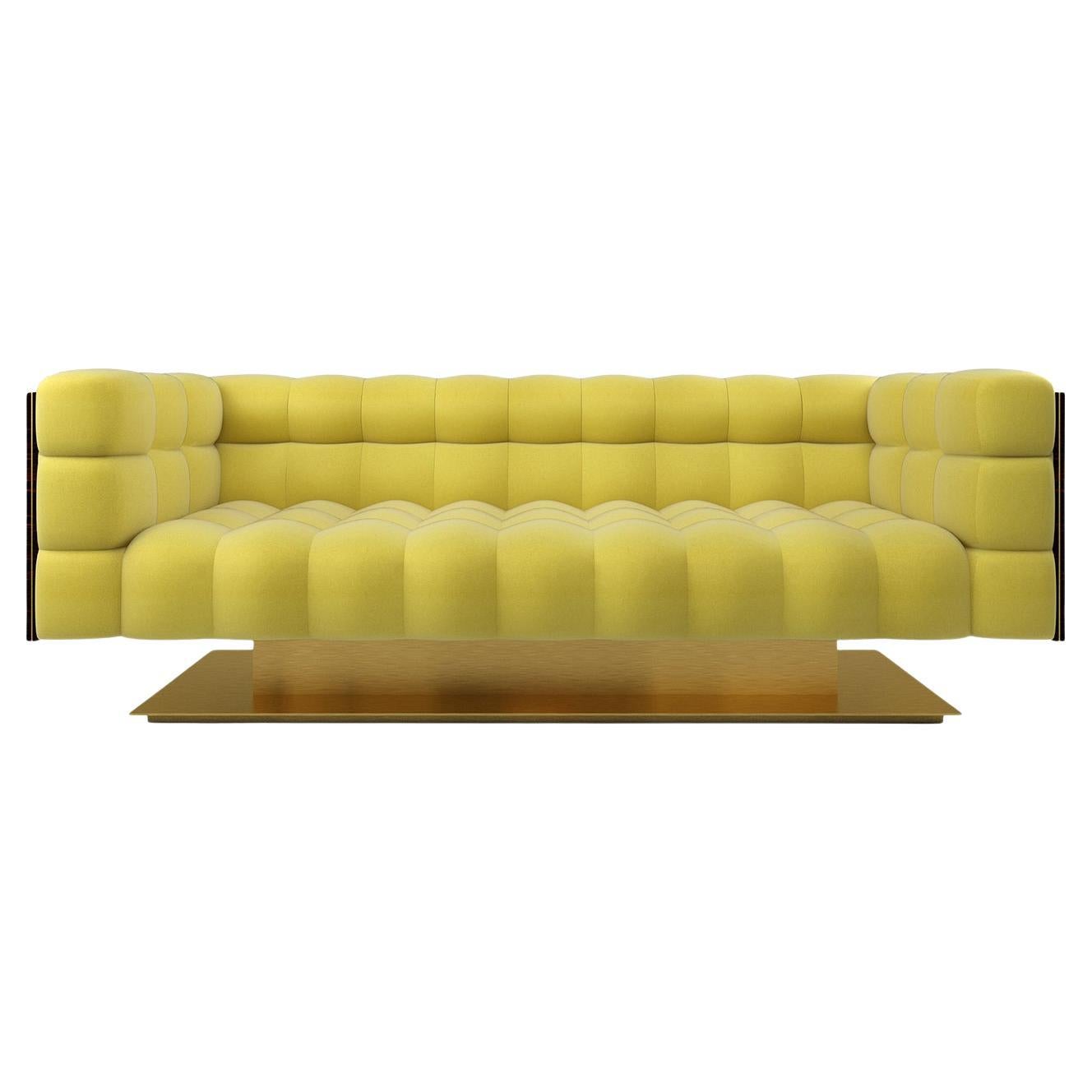 Montgomery 3 places matelassées jaune douce par Studio 63 en vente