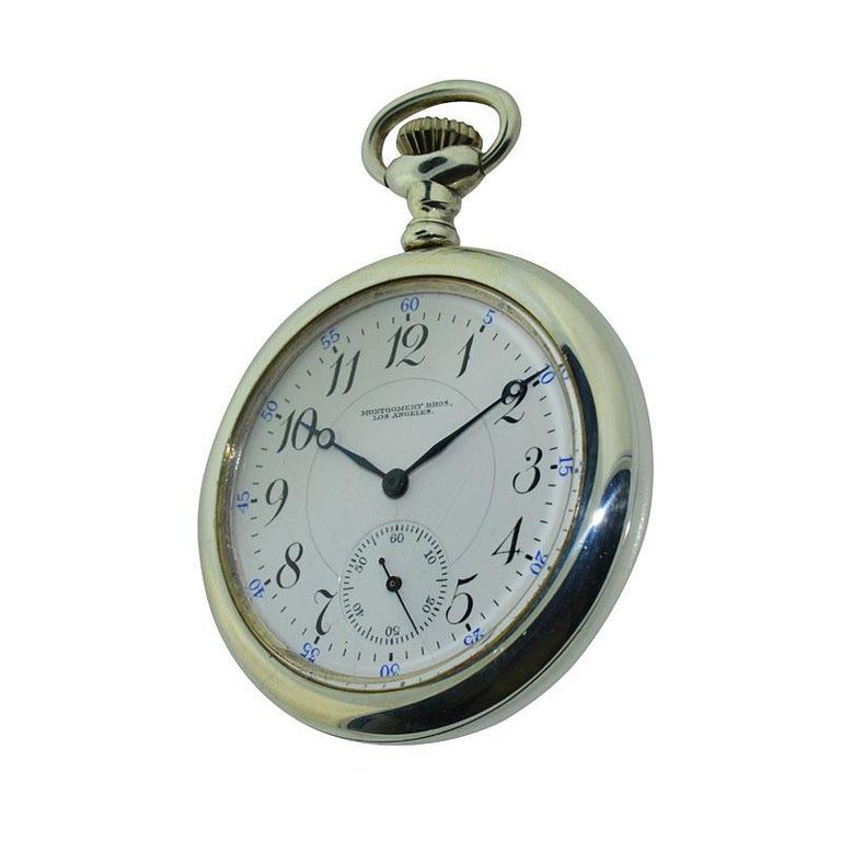 Montgomery Bros. Los Angeles Sterling Pocket Watch circa 1910 New
