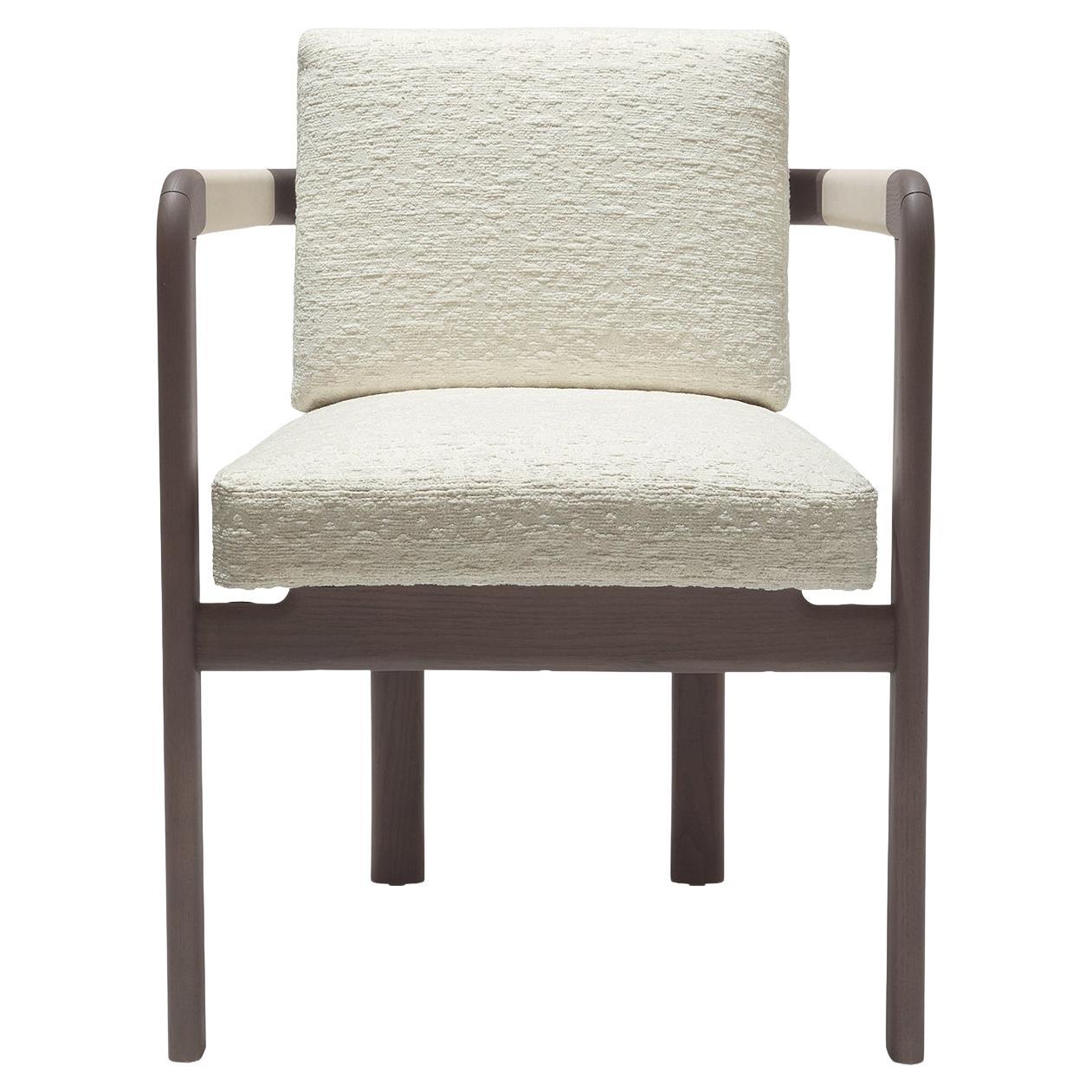 Montgomery Gray Ash Wood With White Upholstery Chair With Armrests For Sale