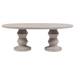 Tavolo da pranzo ovale moderno Montgomery grigio chiaro, anni 2020, USA