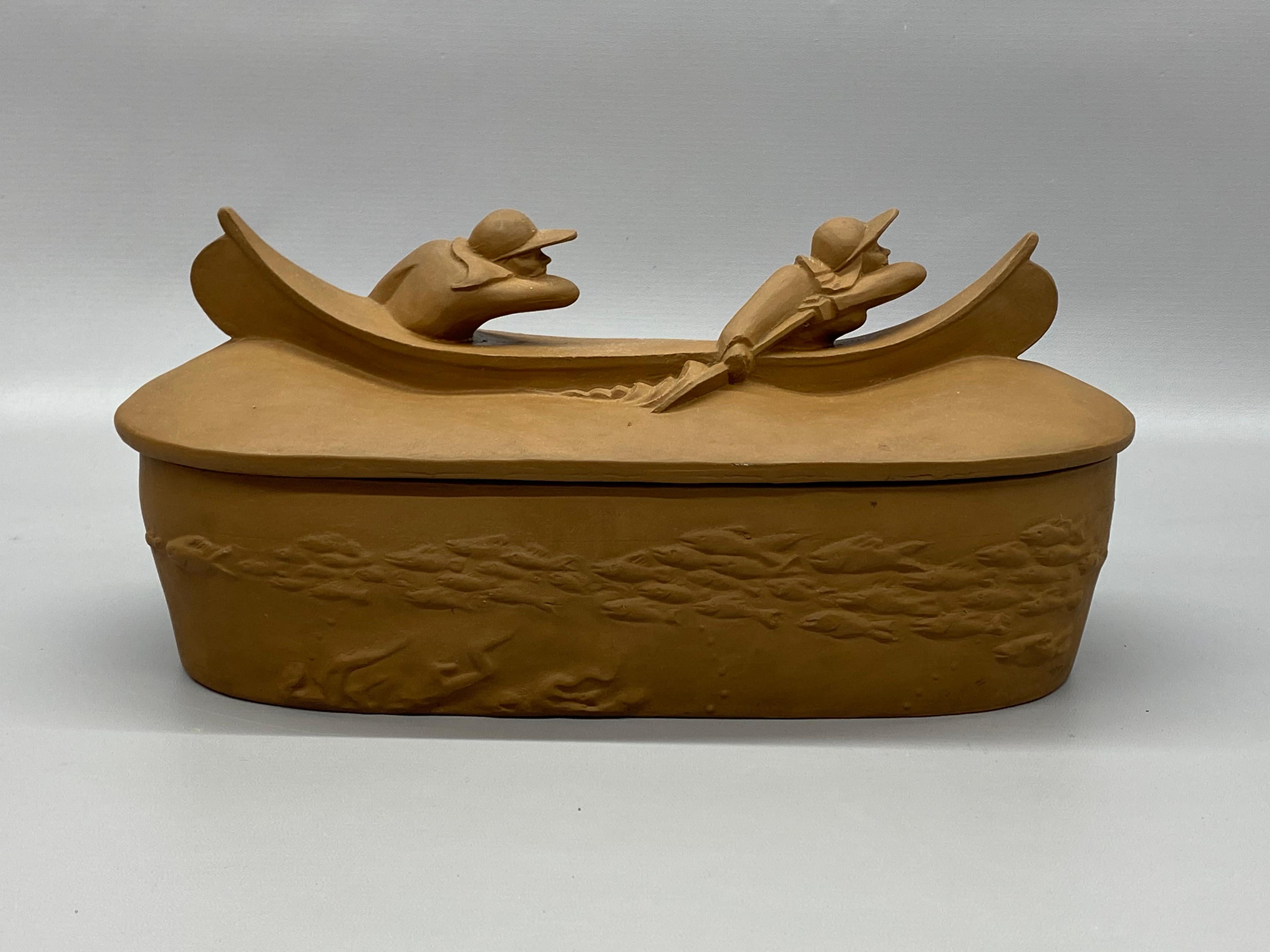 Montgomery Smith 1983 Figural Canoeros de aguas bravas Barco cubierto Posmoderno en venta