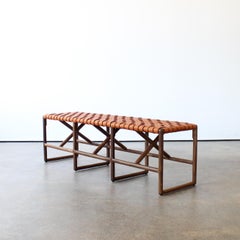 Montgomery-Bank aus Massivholz und gewebtem Leder von Crump and Kwash