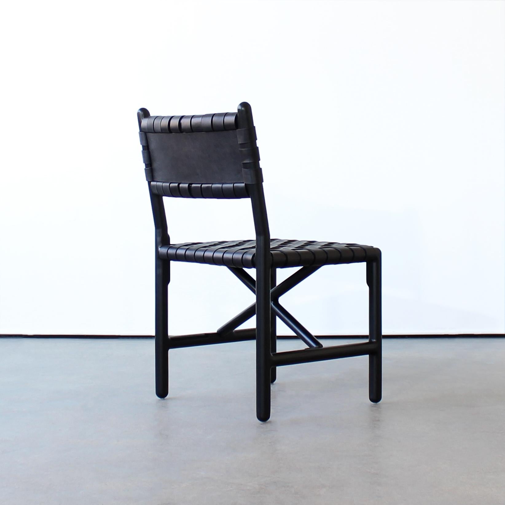 leather weave dining chair
