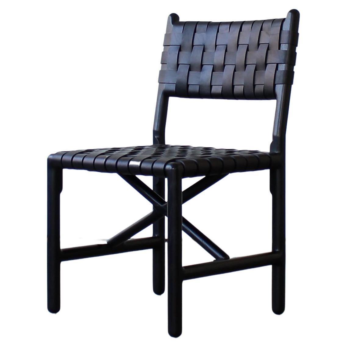 Montgomery Solid Wood and Woven Leather Dining Chair by Crump and Kwash