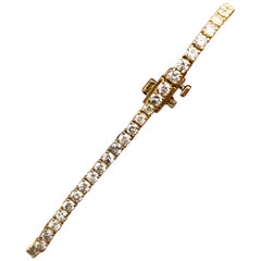 LIQUIDACIÓN DE UN MES, pulsera tipo «tennis» de oro amarillo de 18 quilates con diamantes naturales de 5,10 quilates