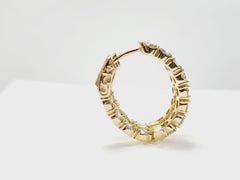 SOLDES D'UN MOIS : Boucles d'oreilles créoles ovales en diamant naturel de 3,03 carats, en or jaune 14 carats