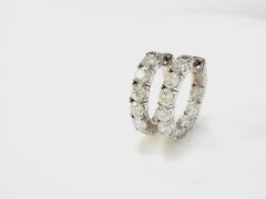 PRICED WHOLESALE, 4.01 Cts Natural Diamond Huggie Hoops Earrings 14K White Gold