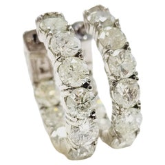 PRICED WHOLESALE, 4.01 Cts Natural Diamond Huggie Hoops Earrings 14K White Gold