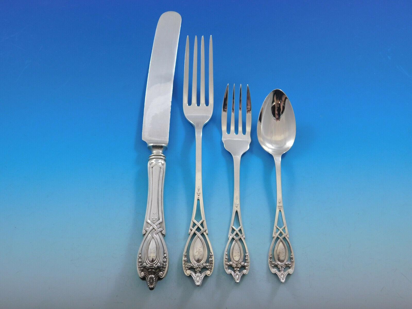 Monticello by Lunt Sterling Silver Flatware Set for 12 Service 144 Pieces Dinner In Excellent Condition For Sale In Big Bend, WI