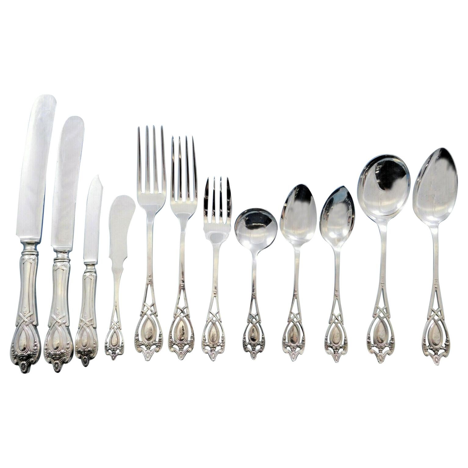 Juego de Cubiertos de Plata de Ley Monticello by Lunt para 12 Servicio de Cena de 144 Piezas