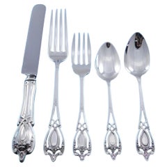 Used Monticello by Lunt Sterling Silver Flatware Set For 12 Service 60 Pieces