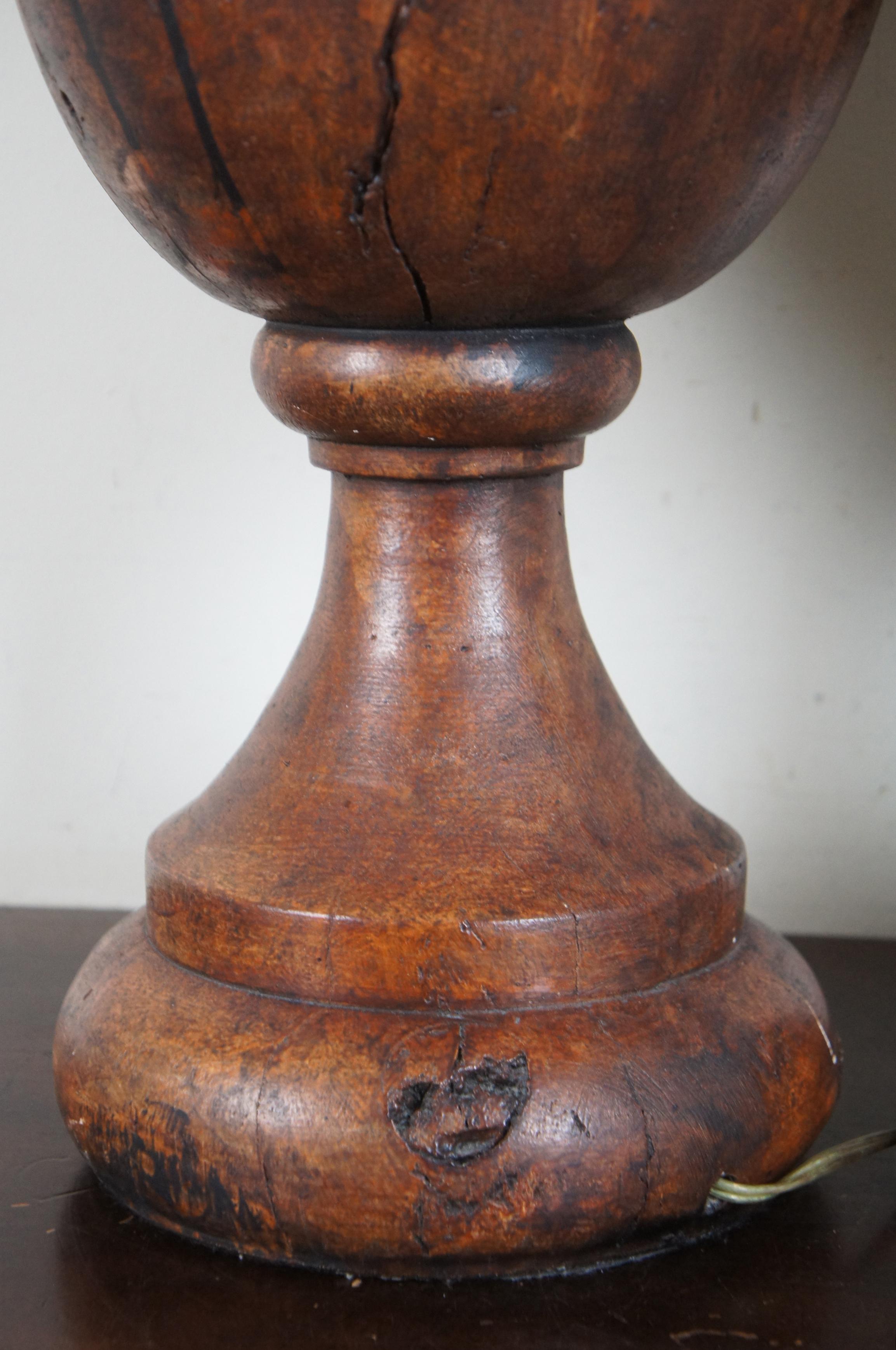 Monticello Studio Primitive Faux Wood Trophy Urn Table Lamps Rustic Lodge 5
