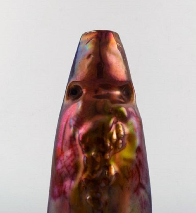 French Montieres Art Nouveau Iridescent Ceramic Vase, Early 1900s For Sale