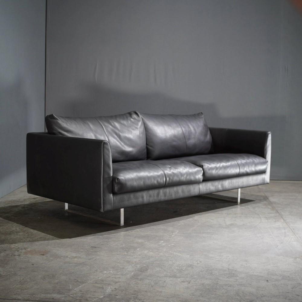 Montis Axel 2-Seater Black Leather Sofa In Good Condition In Basildon, London