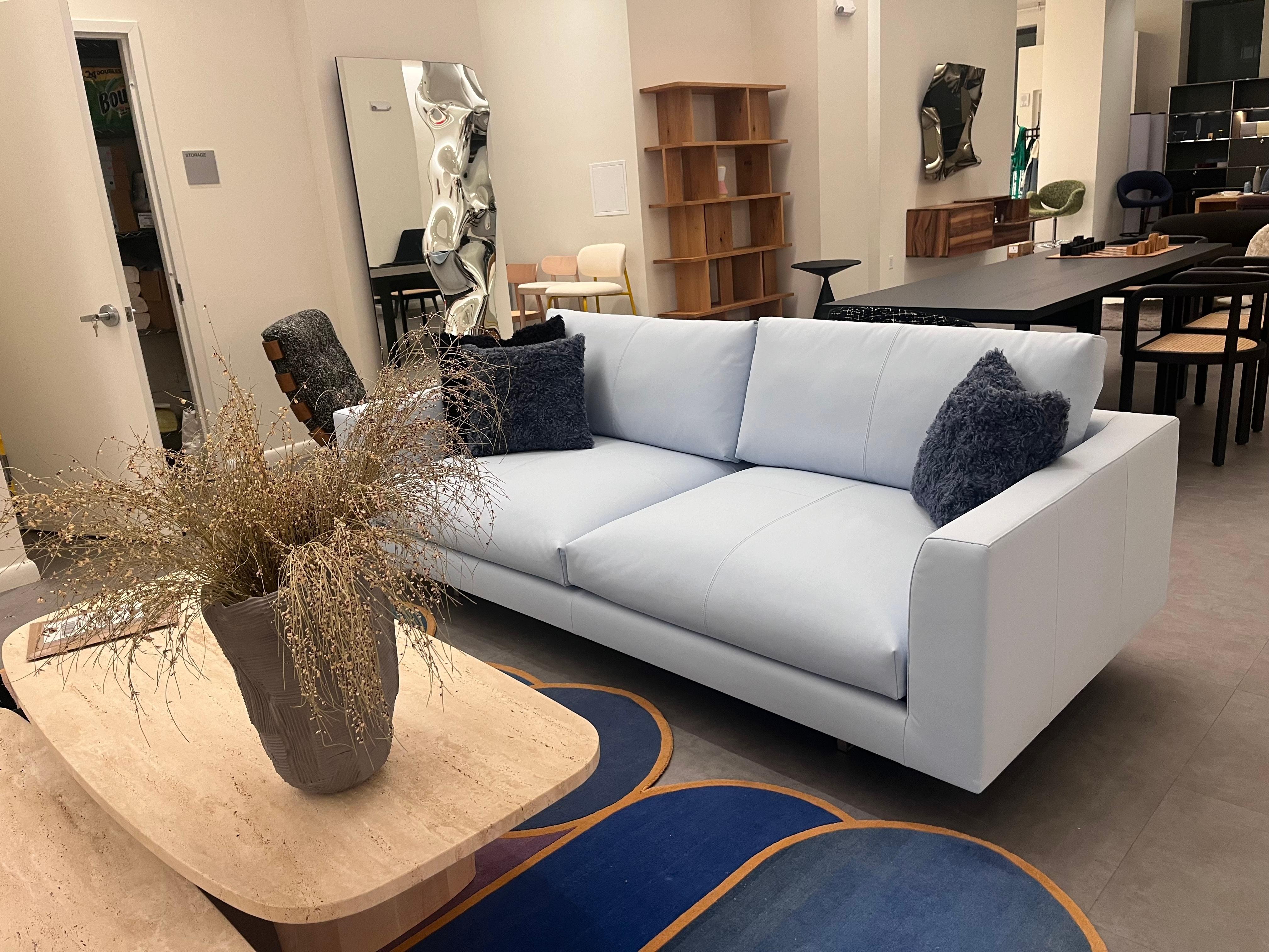 Montis Axel Light Blue Leather Sofa by Gijs Papavoine in Stock For Sale 5