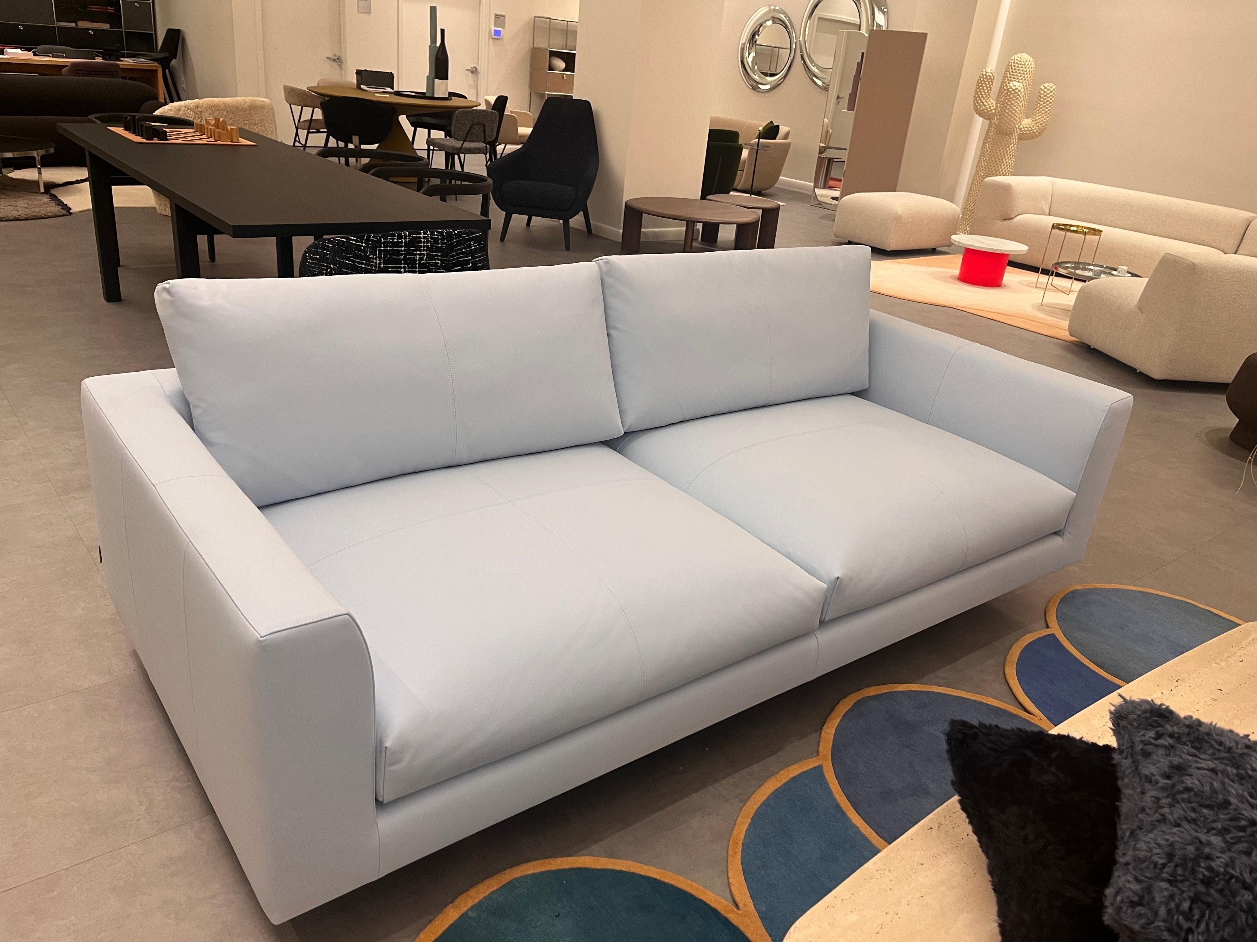 Montis Axel Light Blue Leather Sofa by Gijs Papavoine in Stock For Sale 3