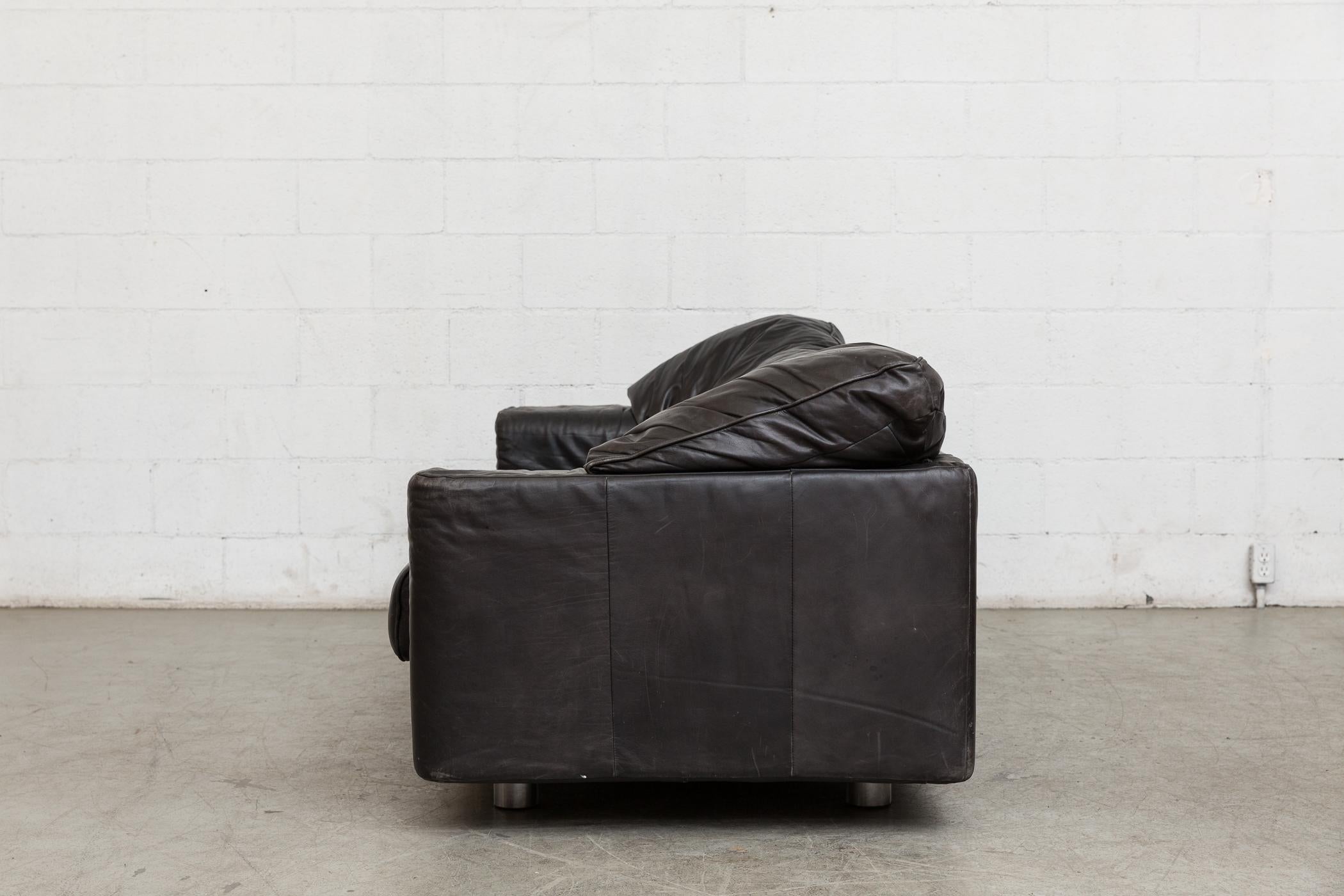 Dutch Montis Black Leather Sofa