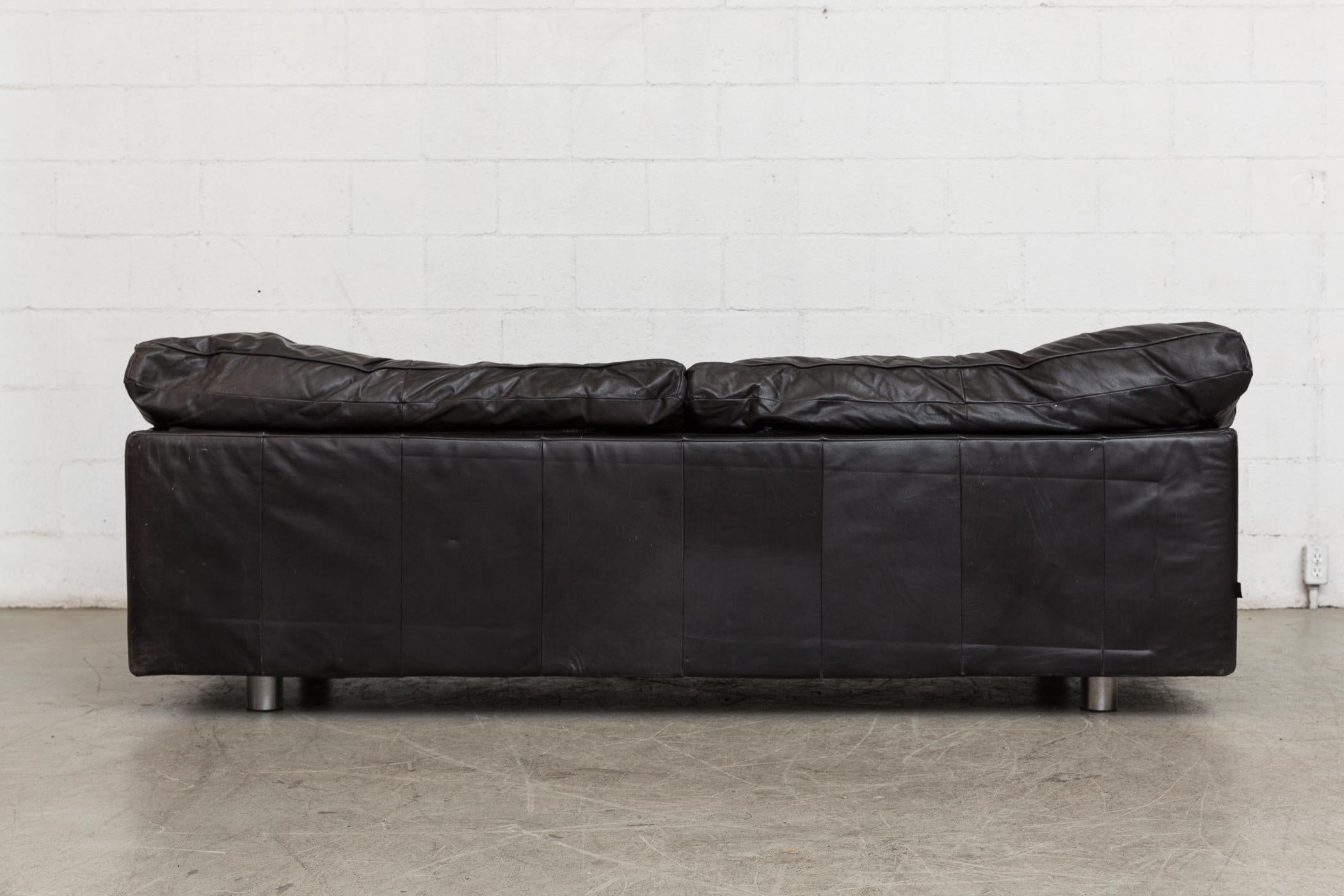 Late 20th Century Montis Black Leather Sofa