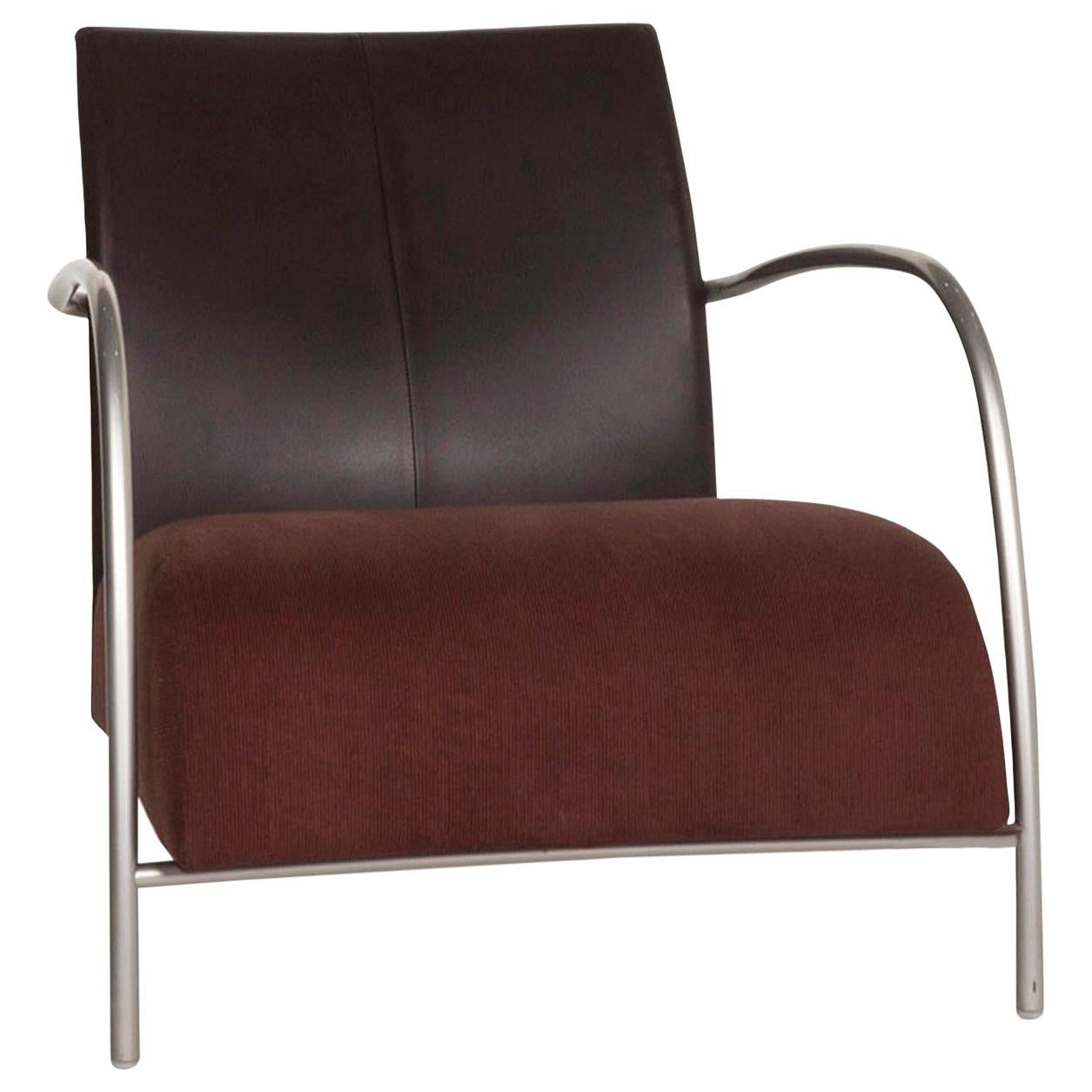 Montis Fabric Leather Armchair Brown Dark Brown For Sale