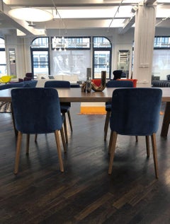 Montis Set of Four Blue Velvet Back Me Up Side Chairs
