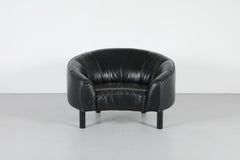 Montis Style Black Leather Tub Lounge Chair, 1990s