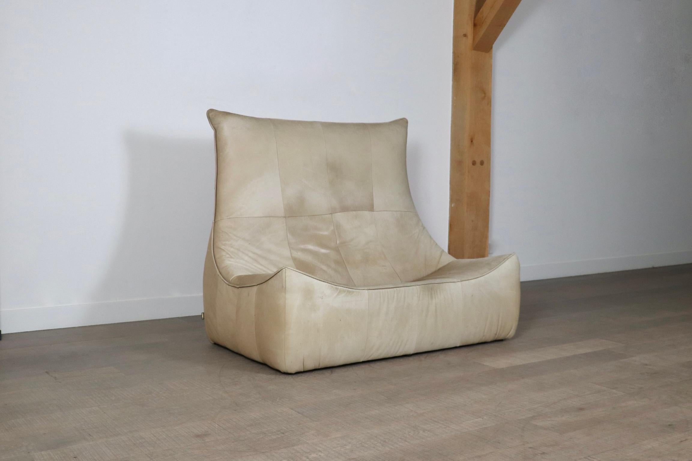 Montis The Rock Sofa aus beigem Leder von Gerard Van Den Berg, 1970er Jahre im Zustand „Gut“ im Angebot in ABCOUDE, UT