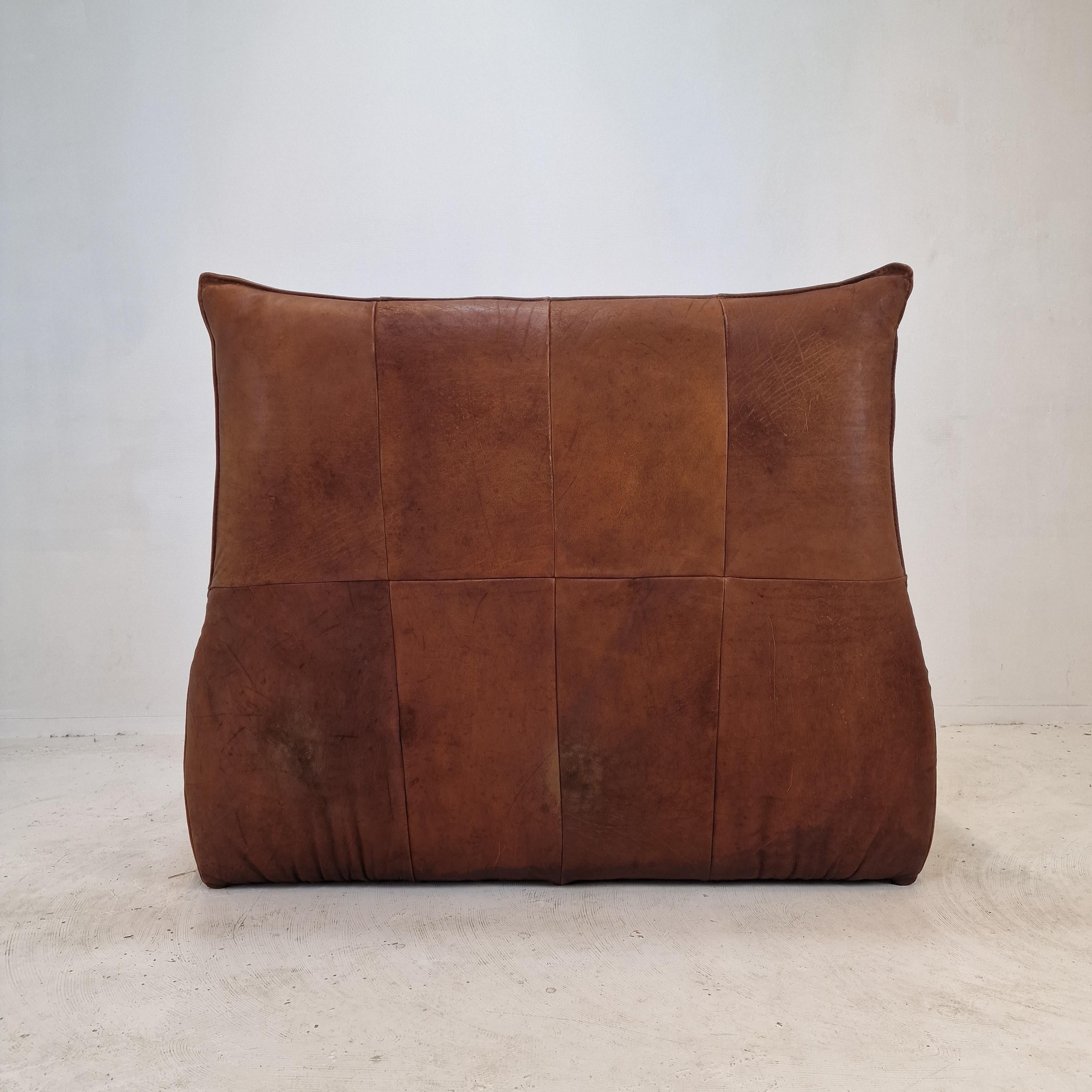 Montis “The Rock” Sofa In Brown Leather By Gerard Van Den Berg, 1970s For Sale 4